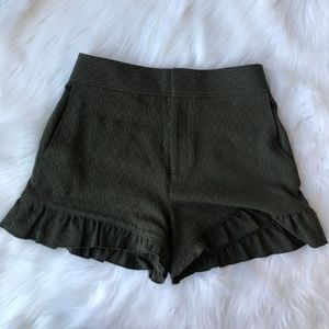 Club Monaco Green Ruffle Short
